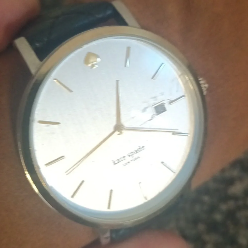 Kate Spade Metro Grand white dial black quilted leather women's watch